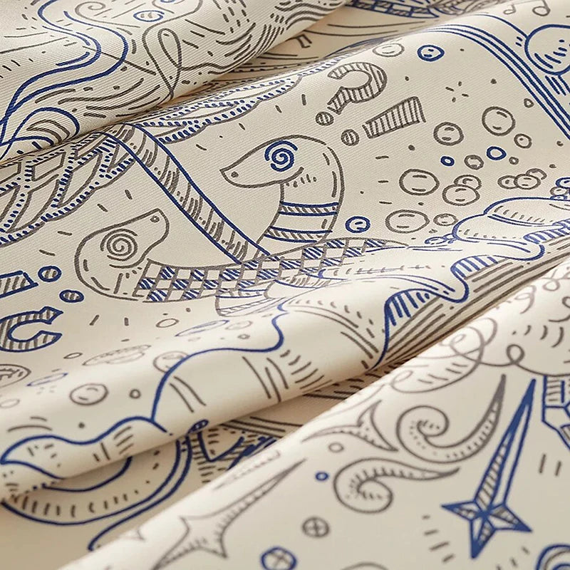 Luxurious 90*90cm Square Digital Art Explosion Printed Silk Scarf Gift Specially Designed for Elegant Individuals