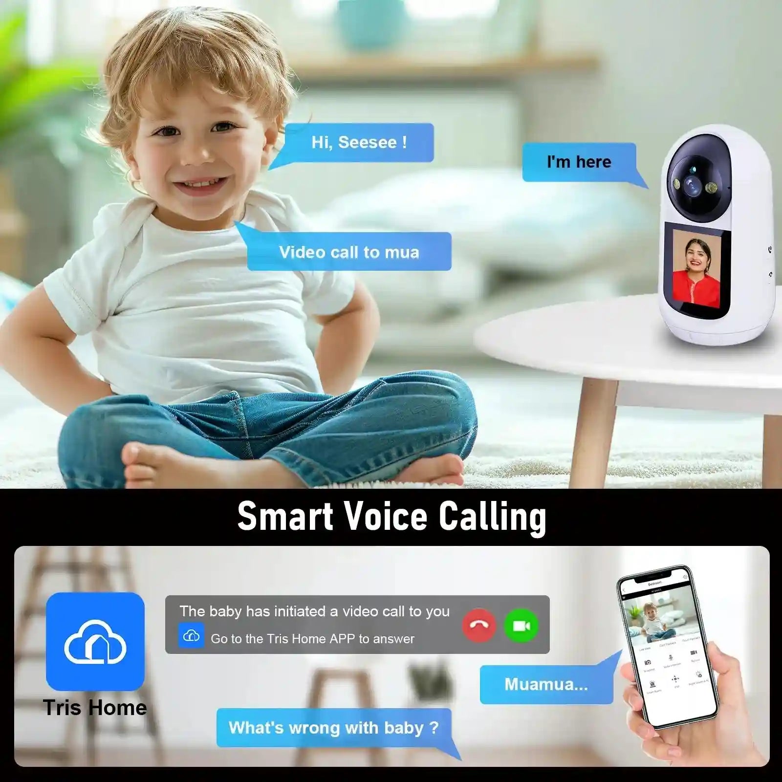 Video Calling Security Camera with 2.8-Inch HD Screen - Wi-Fi Enabled Tidesmit
