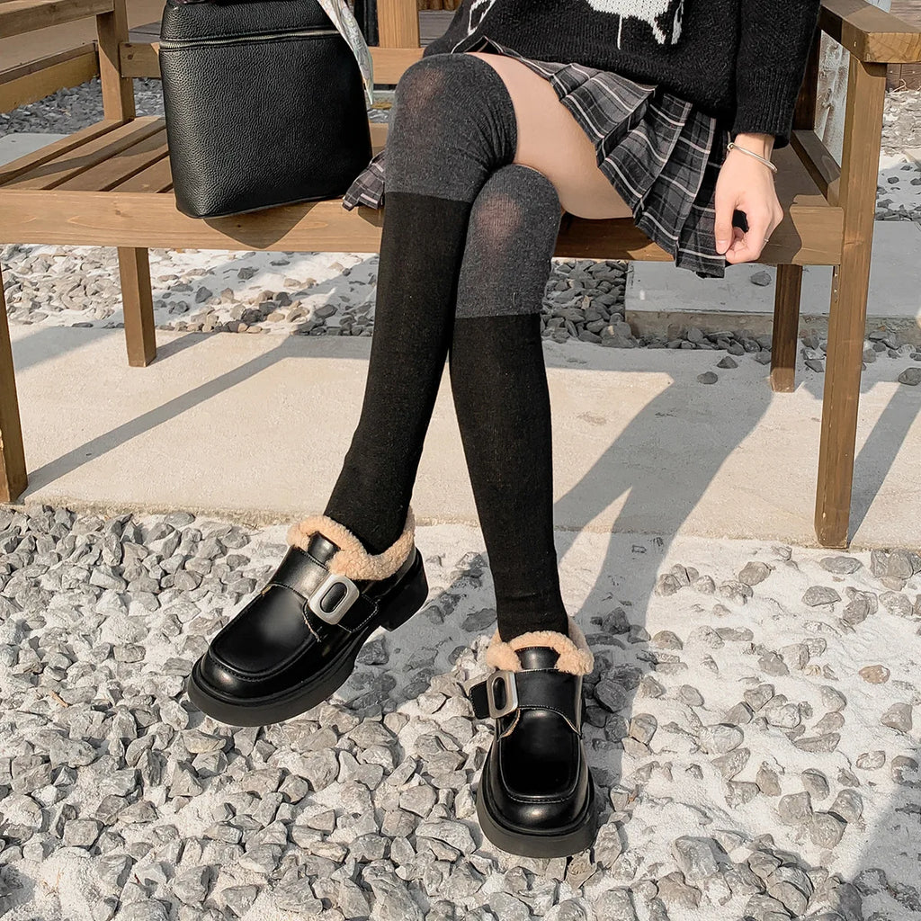Classic Designers Hot Selling Inner Durable Dress Shoes Keep Warm Ladies Comfortable Casual Loafers Winter Shoes for Women