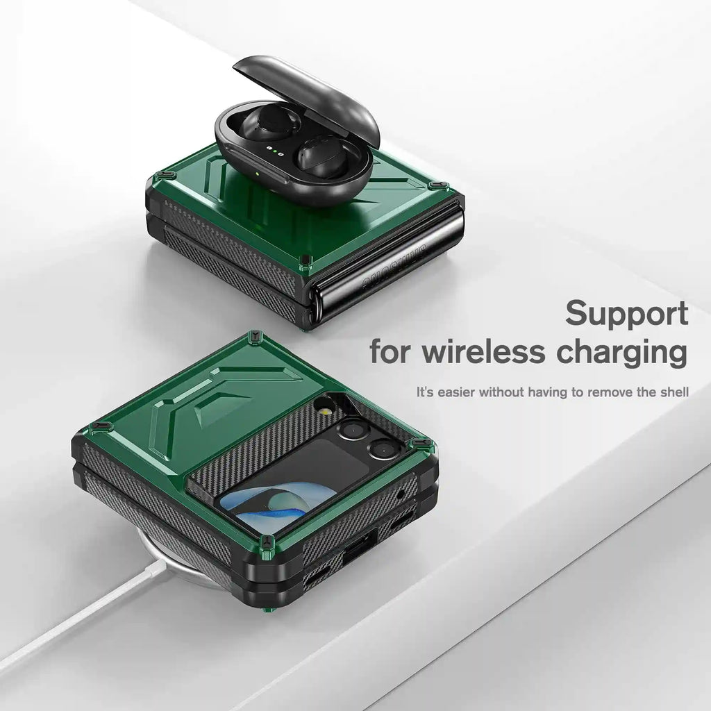 Galaxy Z Flip 4 Shockproof Case with Tempered Glass Screen Protector Tidesmit