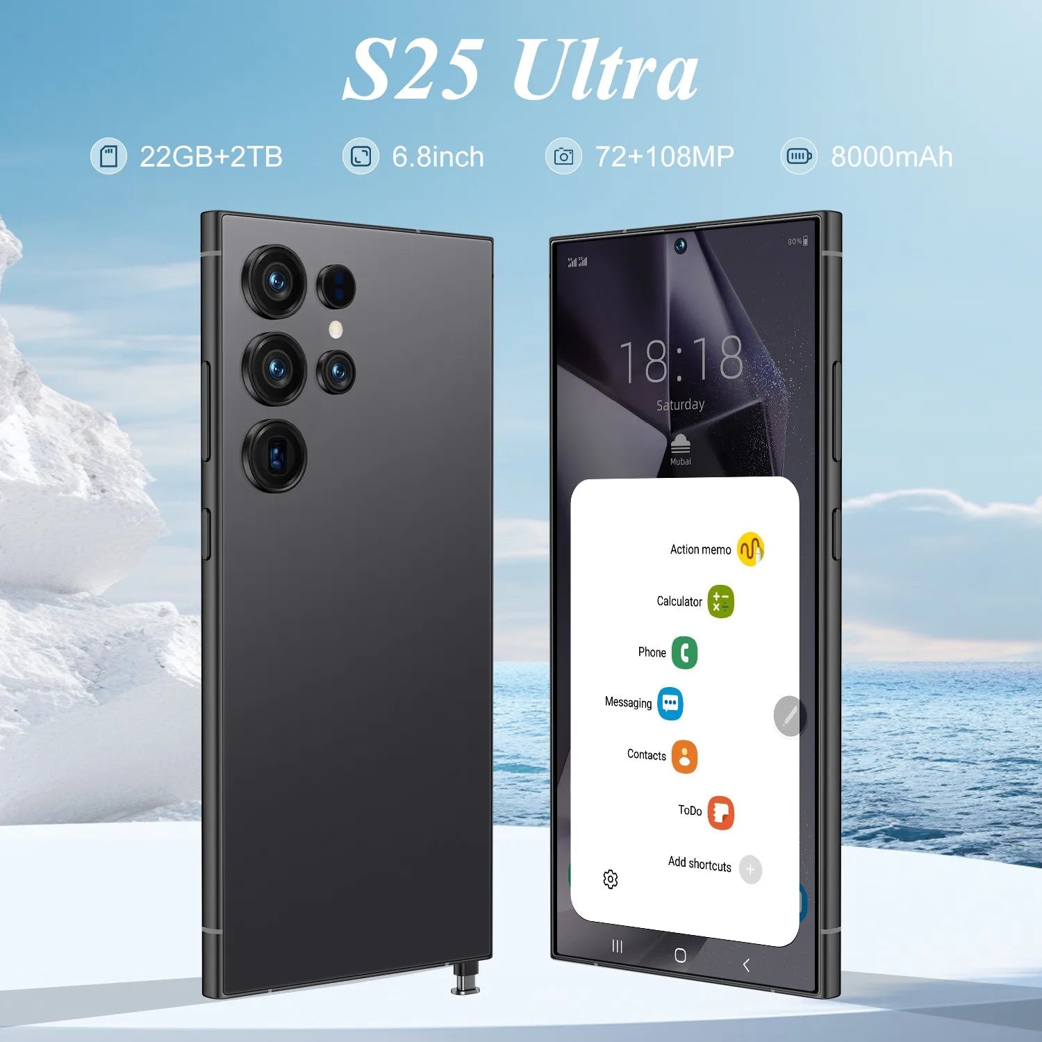 S25 Ultra 5G Smartphone 22GB RAM 2TB Storage Unlocked Mobile Tidesmit
