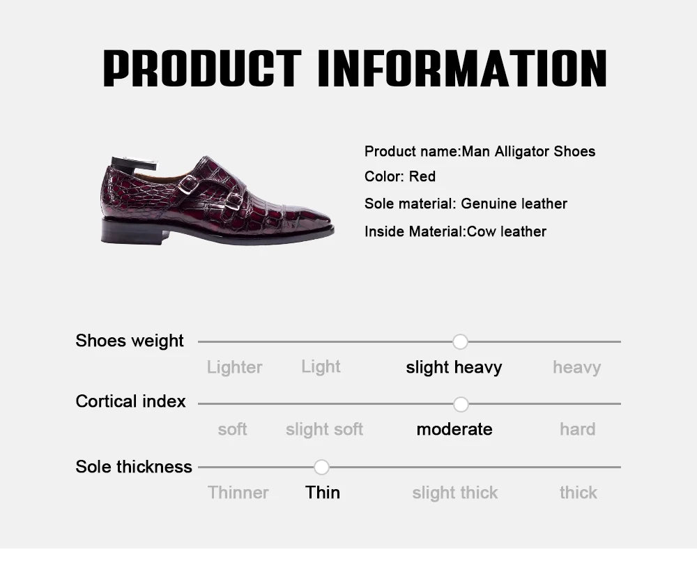 Goodyear Popular Genuine Crocodile Leather Monk Strap Mens Formal Shoes alligator Skin Designer Shoes Men Alligator Shoes Men