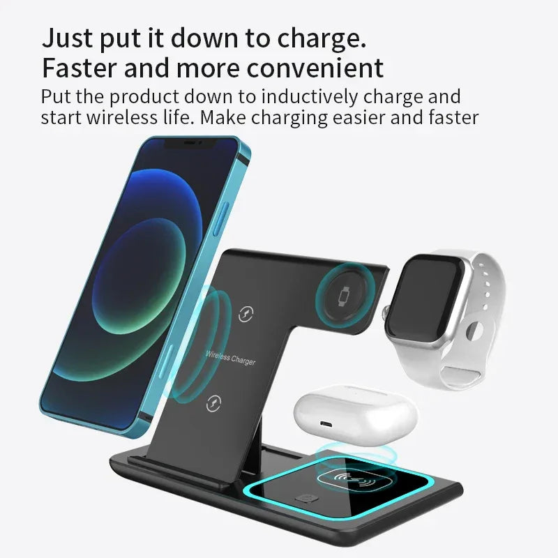 3-in-1 Magnetic Wireless Charging Station | Fast 15W Foldable PD Charger Tidesmit