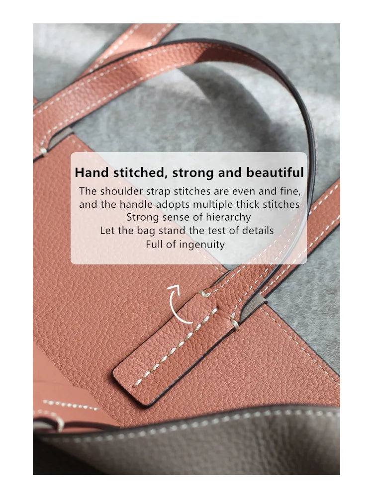 Women Luxury Genuine Leather Tote Soft Cowhide Handbag Two Sides Available Using Shoulder Bags Versatile And Durable