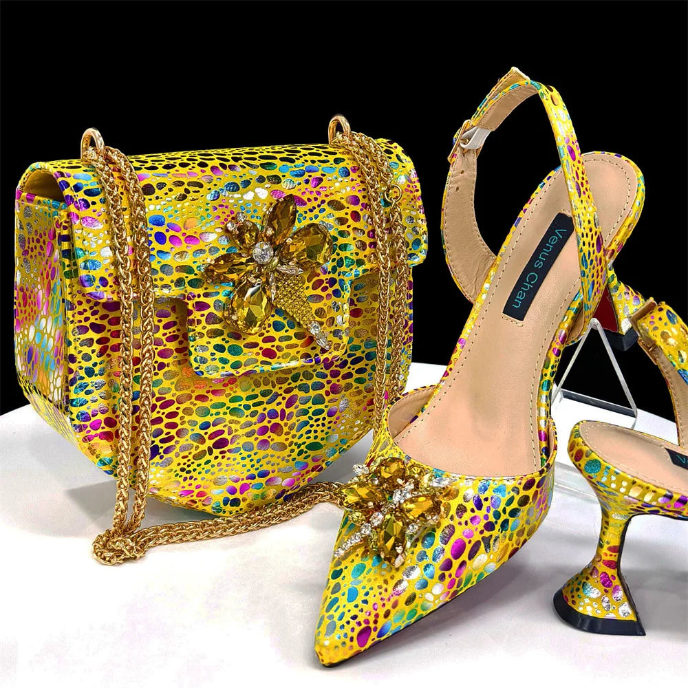 Shein Bestseller Women's Shoes and Bags Set: Pointed-toe Heeled Pumps with an Unconventional Shoulder Bag and Tote