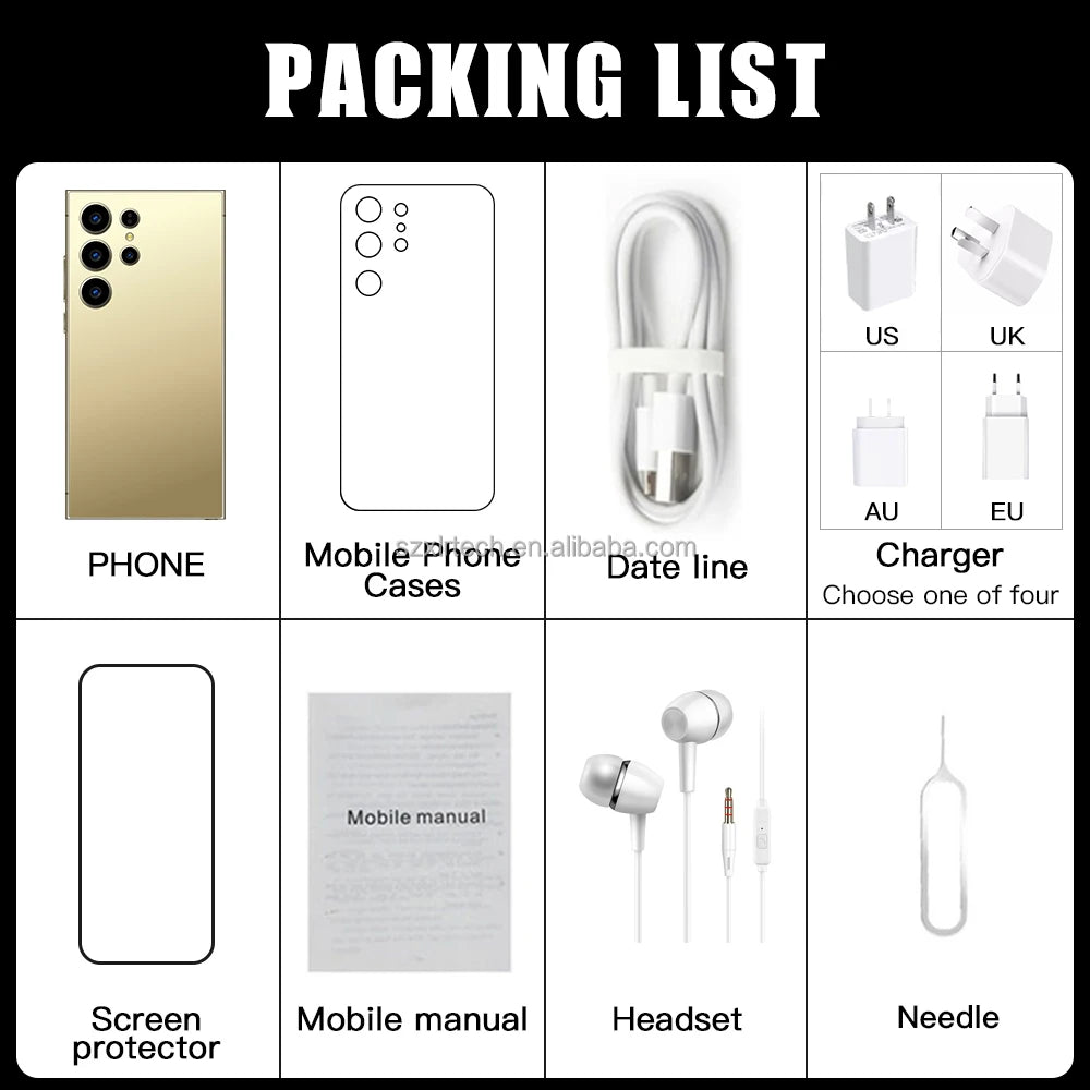 Tidesmit 5G Smartphone, 1TB Storage, 16GB RAM, 108MP Camera - Gold Tidesmit