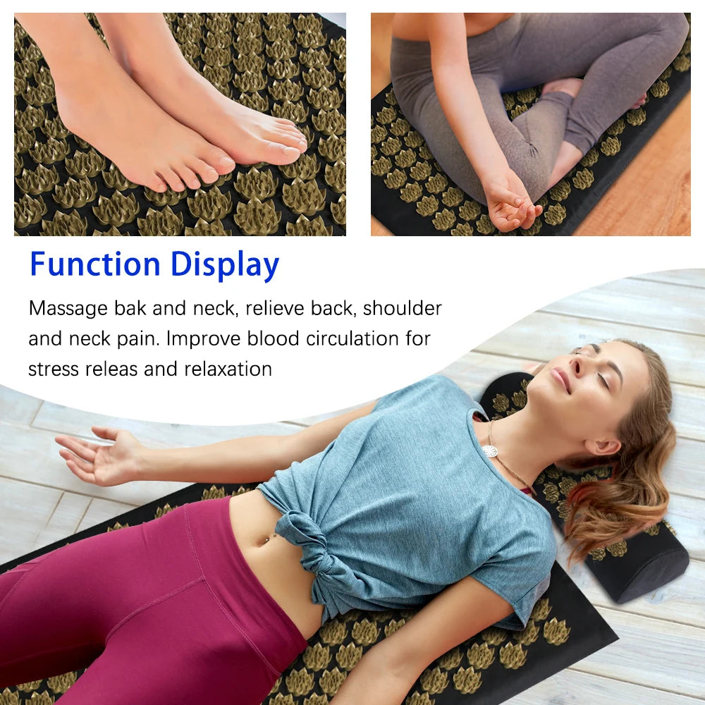 Acupressure Massage Mat for Back and Neck Pain Relief - Tidesmit Back Massage Instrument Tidesmit