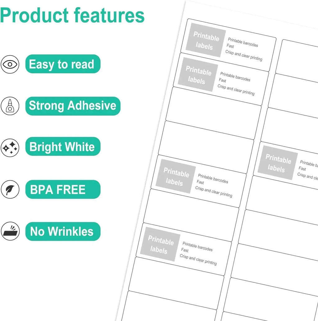 White printable address label sheets pack, multiple blank labels with grid layout