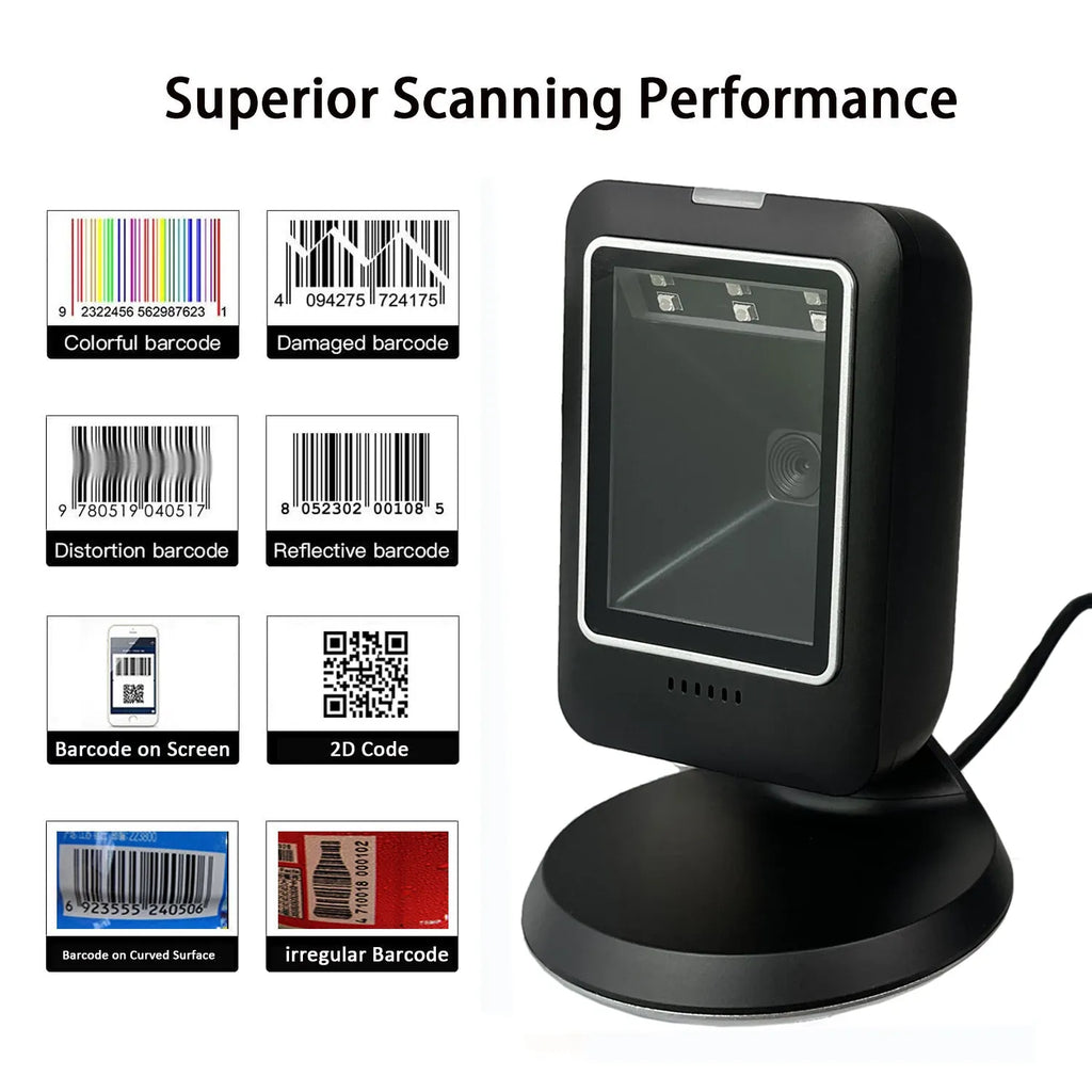 Barcode Scanner 2D All-Round Desktop Automatic Sensing Data Matrix Reader Supermarket USB Barcode Reader 1D 2D QR Code