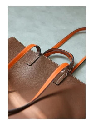 Women Luxury Genuine Leather Tote Soft Cowhide Handbag Two Sides Available Using Shoulder Bags Versatile And Durable