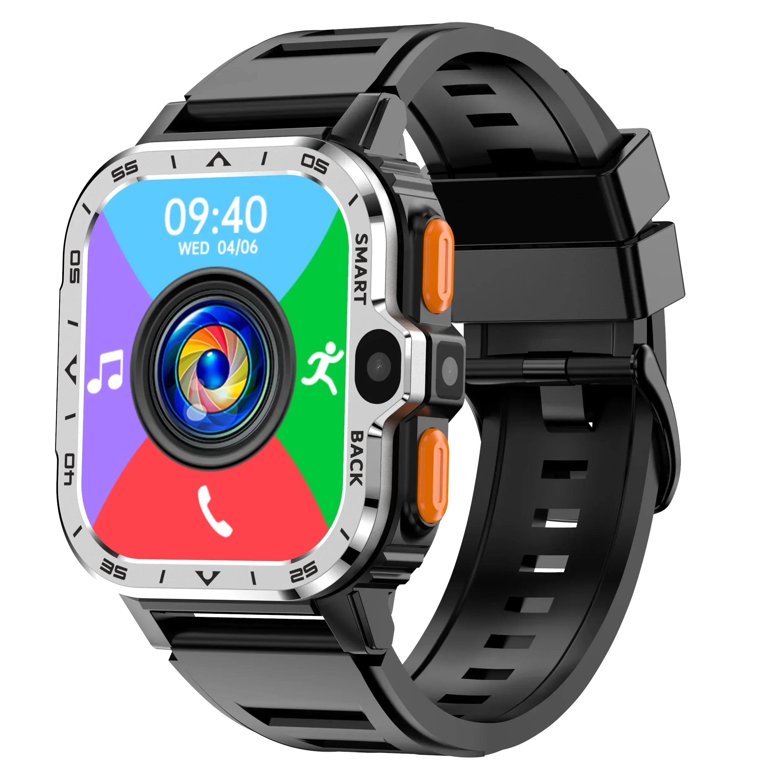 4G Android Smartwatch with Dual Camera, GPS, and Fitness Tracker - Silver My Store