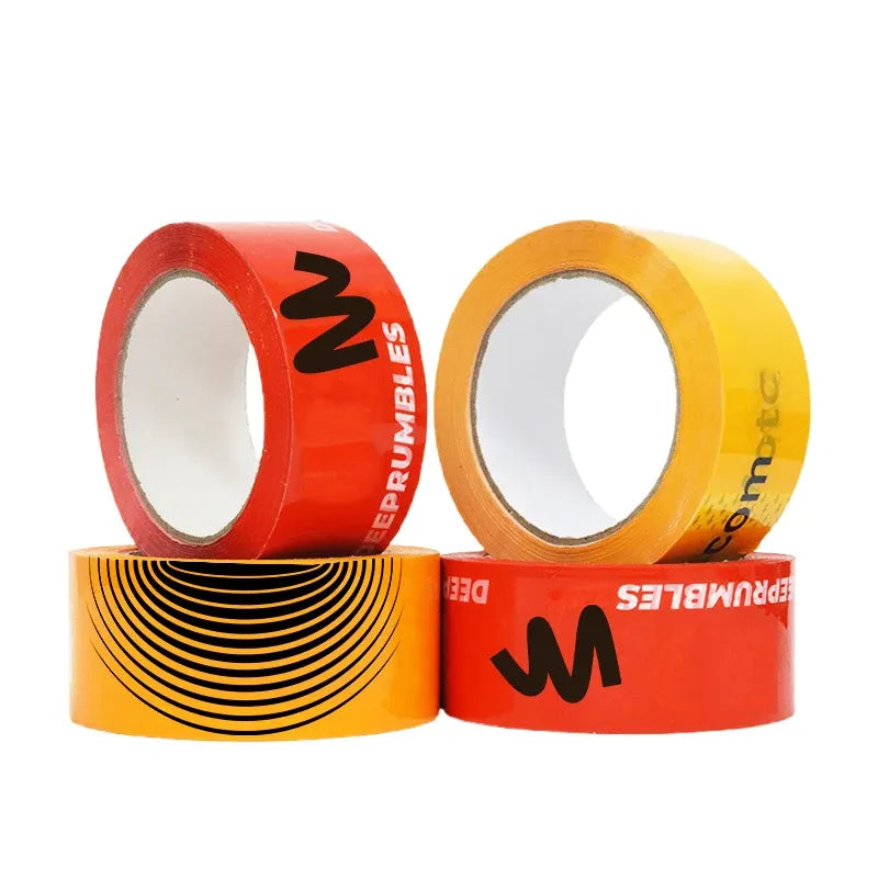 Carton sealing tape rolls, red and yellow BOPP pressure-sensitive packaging tape
