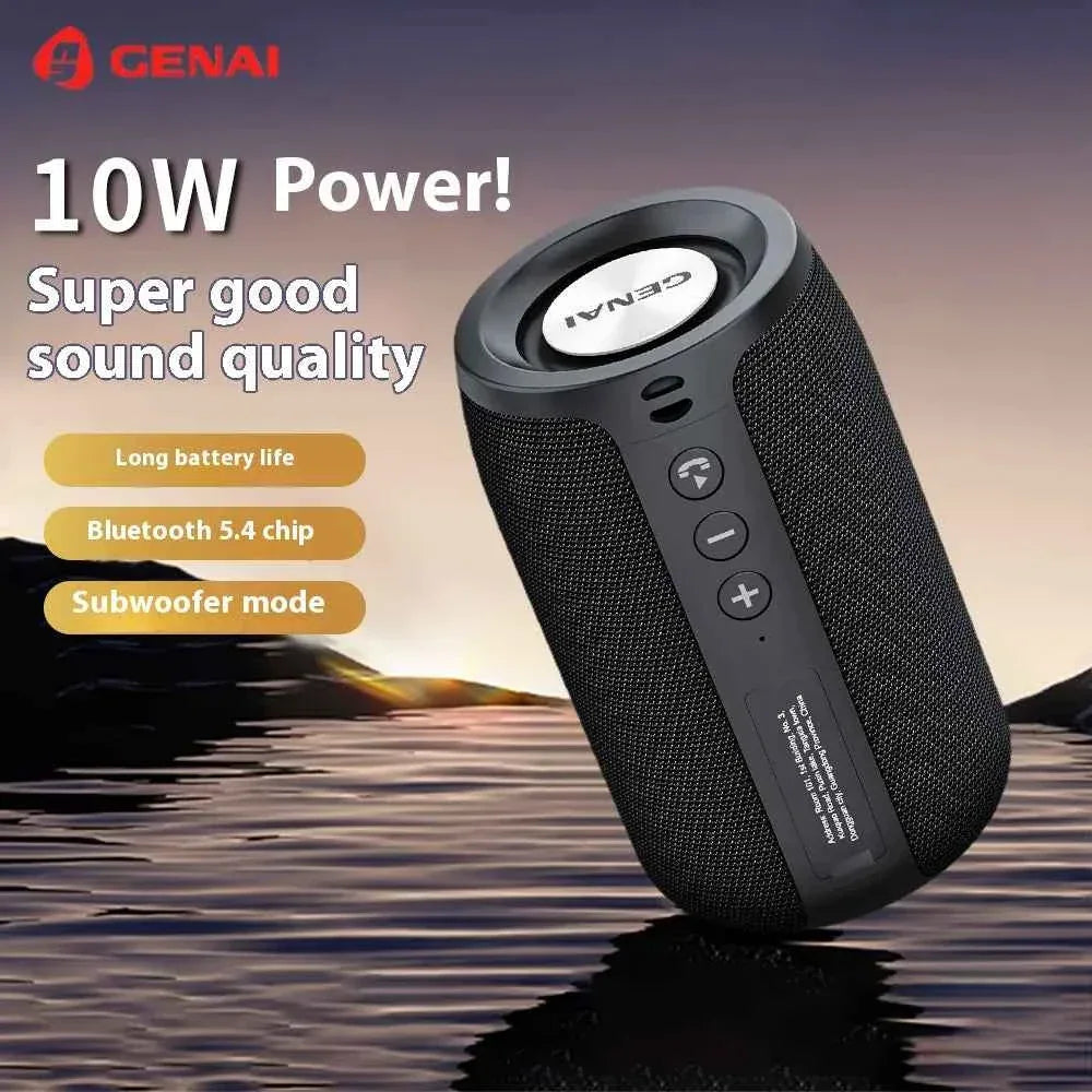 Portable Bluetooth Speaker with LED Subwoofer, Waterproof Black Audio My Store