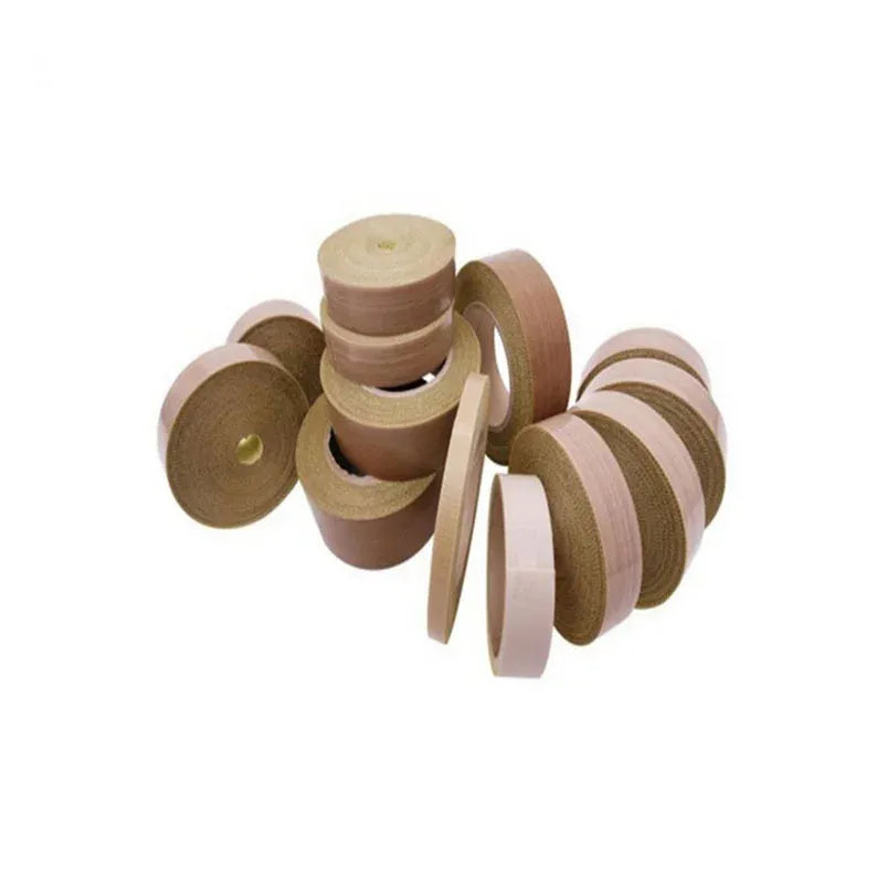 High-temperature insulation tape rolls in light brown, dark brown, and beige