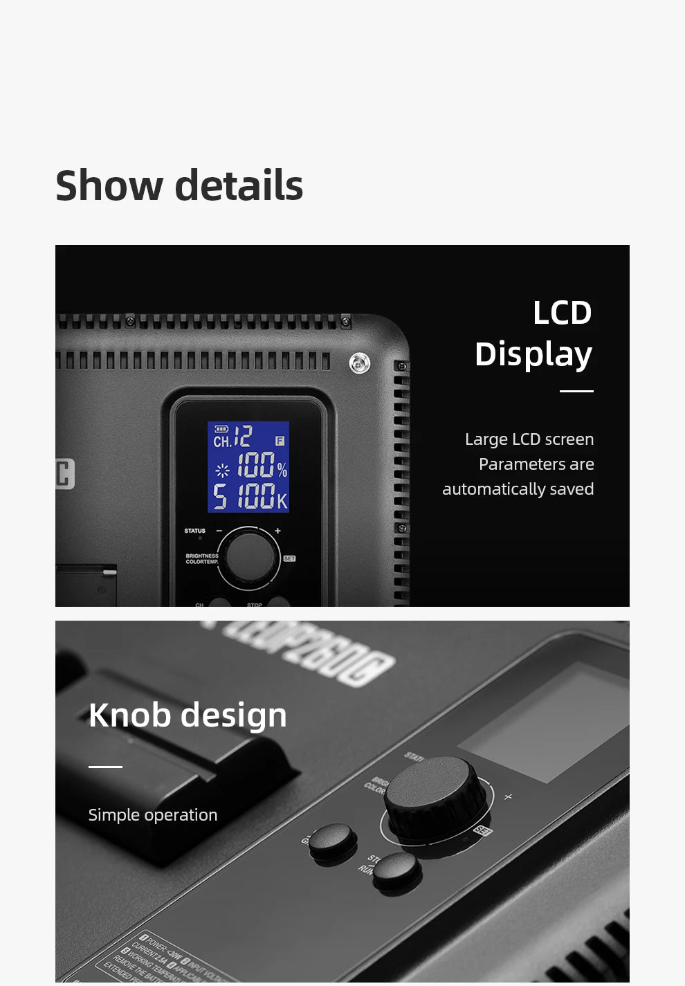 LED Video Light Panel 30W | Adjustable Color Temp Lighting Kit Tidesmit