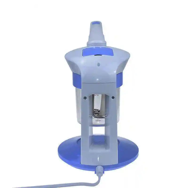 Professional blue and white facial thermal steamer with transparent water tank for deep pore cleaning and skin care.