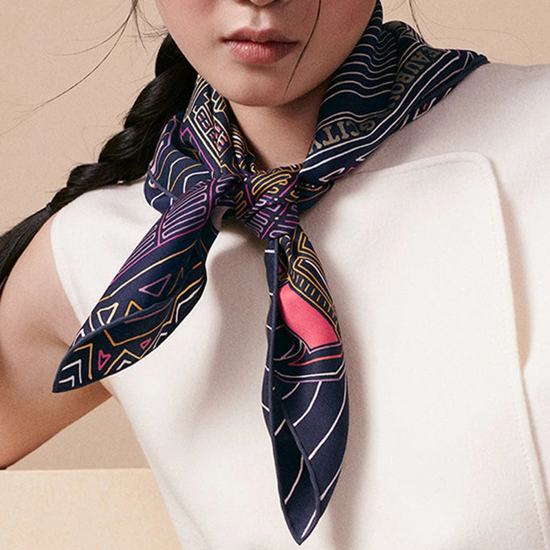 Luxury for  Women's 90x90cm High Quality  Mulberry Silk 100% Scarf Digital Printing Hand Rolled Edges Fashion Accessories