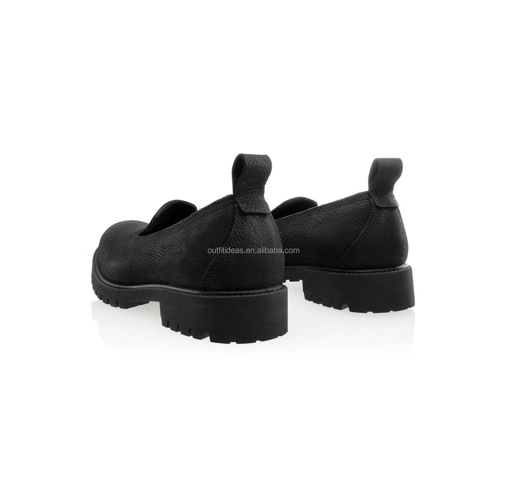Unisex Men Women 100% Leather Loafers Round Toe Wedding Beach Embossed Cobranding Men Slip on Loafer Black Premium Slip-On Shoe