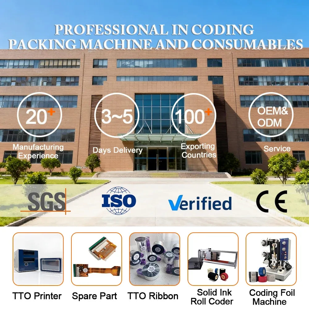 TT0 printer ribbon and consumables promotional graphic with OEM/ISO/CE icons