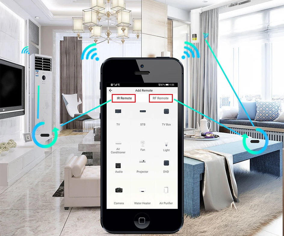 WiFi+RF+IR All-In-One Smart Universal Remote Controller, RF Appliances Tuya Smart Life App Voice Control Alexa Google Home WiFi