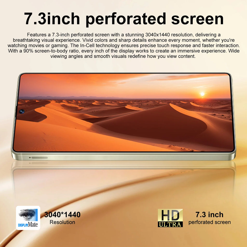 New S26 Ultra Original 5G Smartphone 7.3-Inch HD Screen 16GB+1TB Dual Card 72+108MP HD Beauty Camera Spanish Operating Language