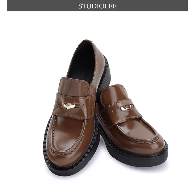 High-quality Spring Chunky Heel Platform Loafers for Women with Artificial Leather Upper Anti-Slip Breathable Design