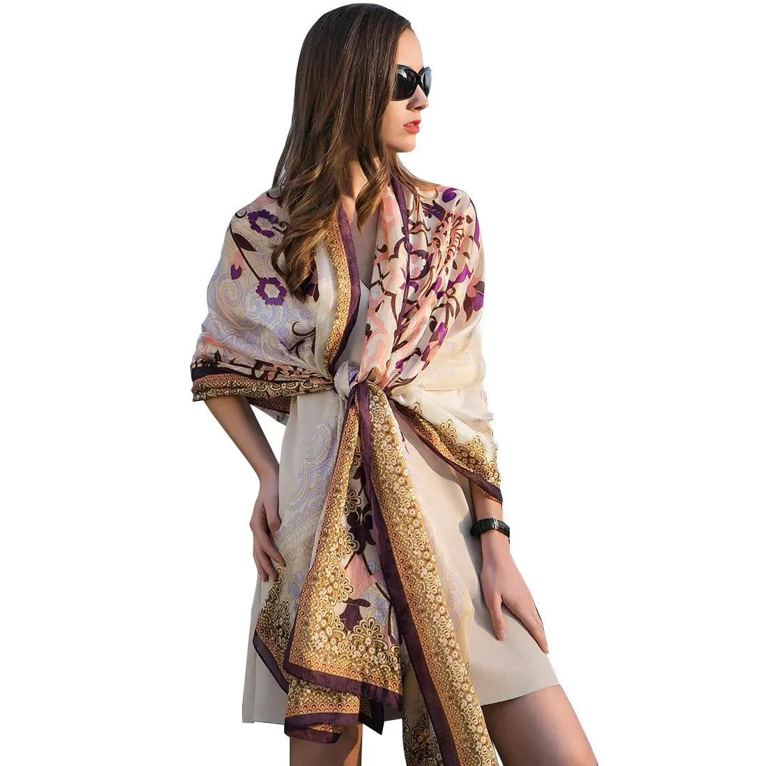 New Summer Fashion Luxury Printed Pure Silk Scarf Shawl Long Size Stole Hijab for Women