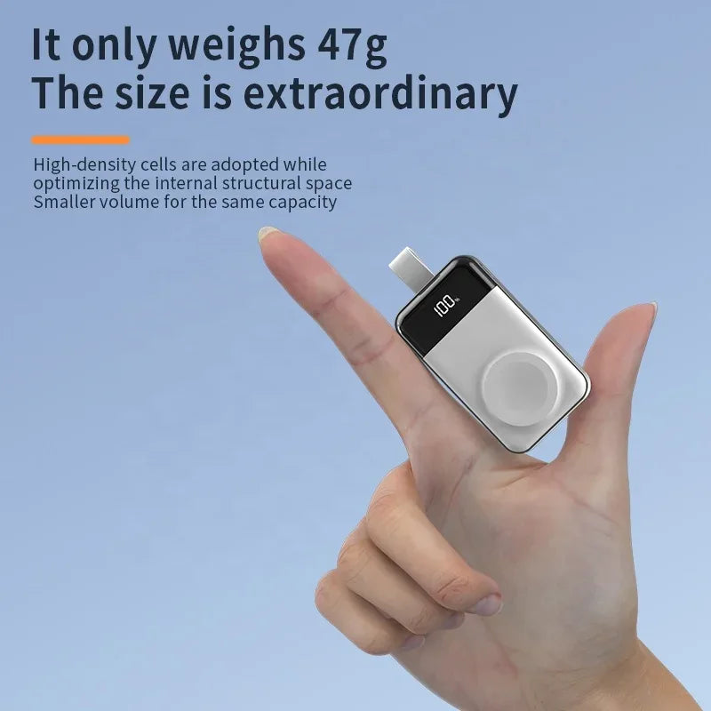 Portable Apple Watch Charger - Fast Wireless Power Bank Silver Tidesmit