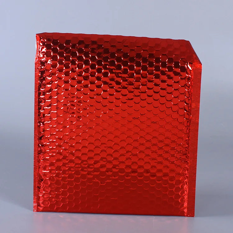 Eco-friendly Padded Envelopes Polymailer Shipping Packaging Mailer Bubble Custom Metallic Red Bubble Mailer for Shipping