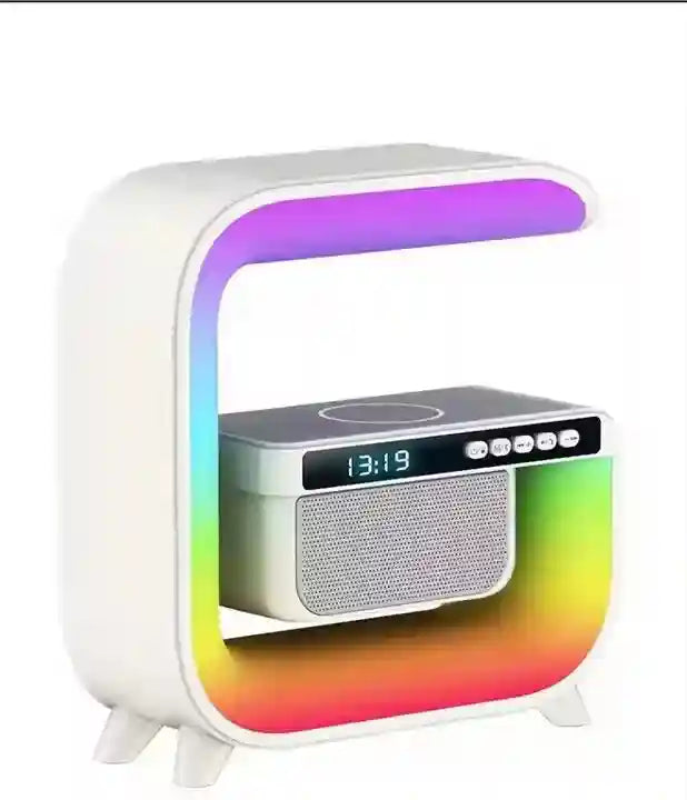 Wireless Charging Alarm Clock with RGB Light & Bluetooth Speaker - White White Tidesmit