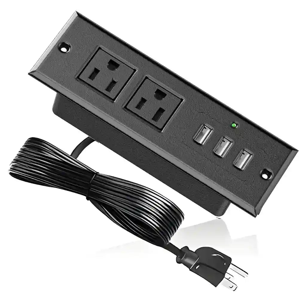Recessed Power Strip for Desk – Dual USB-C Fast Charging & EU Socket With indicator+3*USB-A+2*Socket US Tidesmit