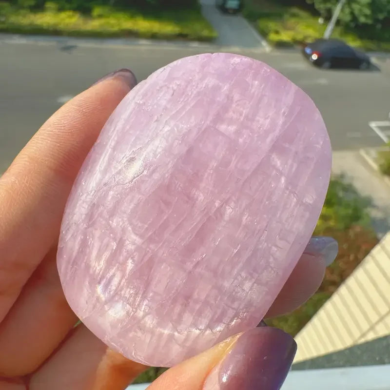 1pc Natural Shiny Purple Kunzite Palm Stone - Rare for Home Decor, Holiday Gift, Meditation &, Polished with Smooth Edges