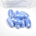 Assorted blue lace agate palm stones, oval tumbled crystals with wavy blue stripes