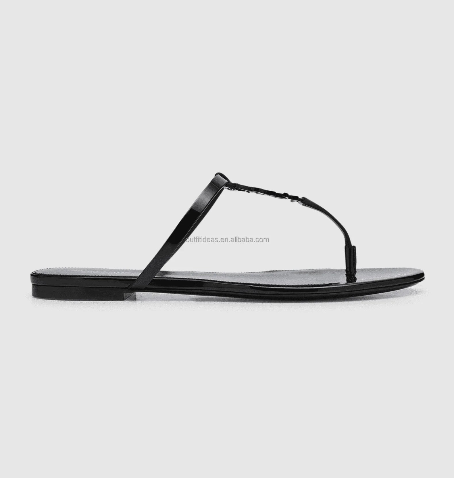 Lambskin Metal Design Black Party Sandal Top Quality 3.5 Inches Heels Ankle Chain Straps Pumps Women Leather Babylone Sandals