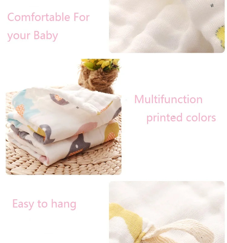 Happyflute 30*30CM 6Layer Soft Gauze Baby Cotton Plain Color Face Towel Children's Square Handkerchief Saliva Towel