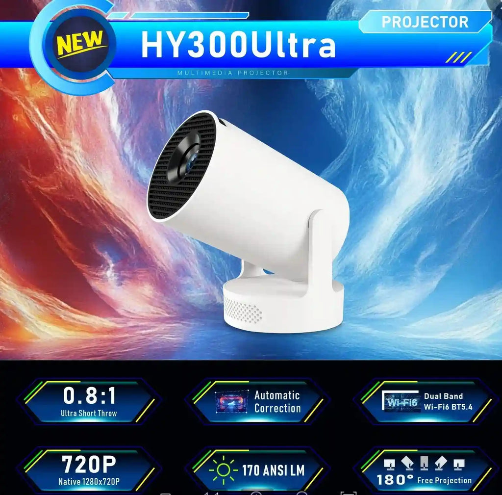 Mini 4K Android WiFi Projector for Smart Home Cinema - White Tidesmit