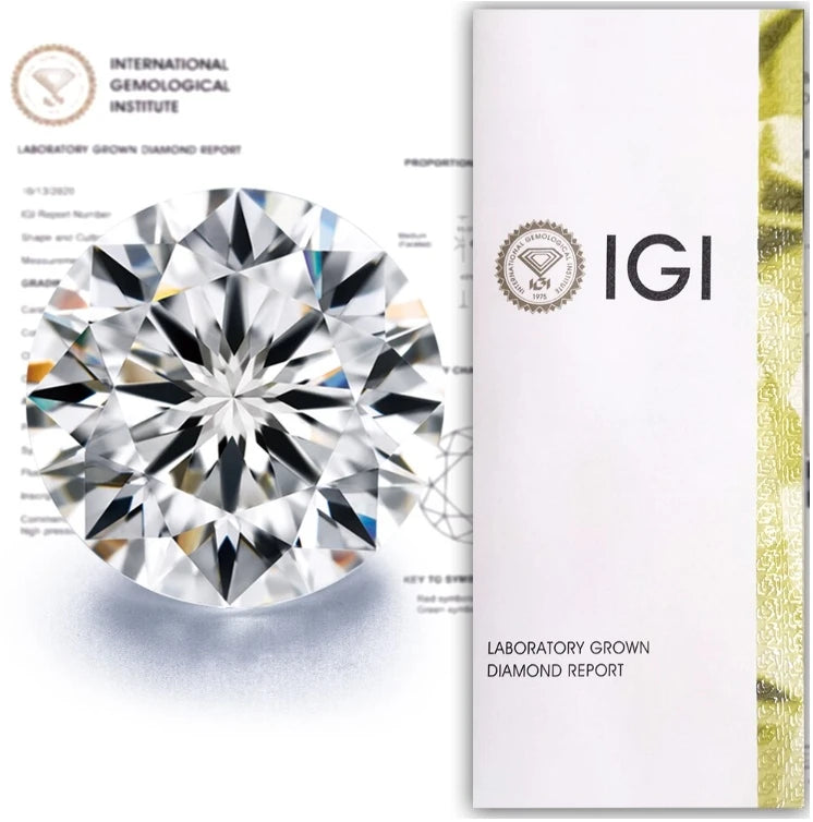 IGI laboratory grown diamond report cover with circular diamond image