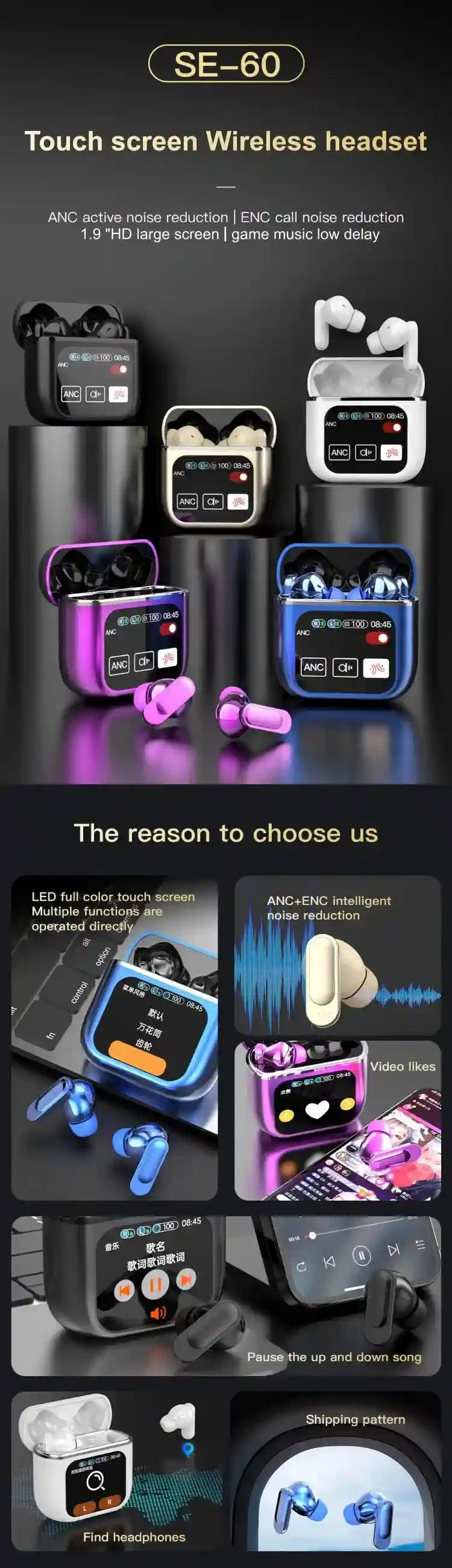 Noise Cancelling Earbuds with Touch Screen | Tidesmit SE60 Tidesmit