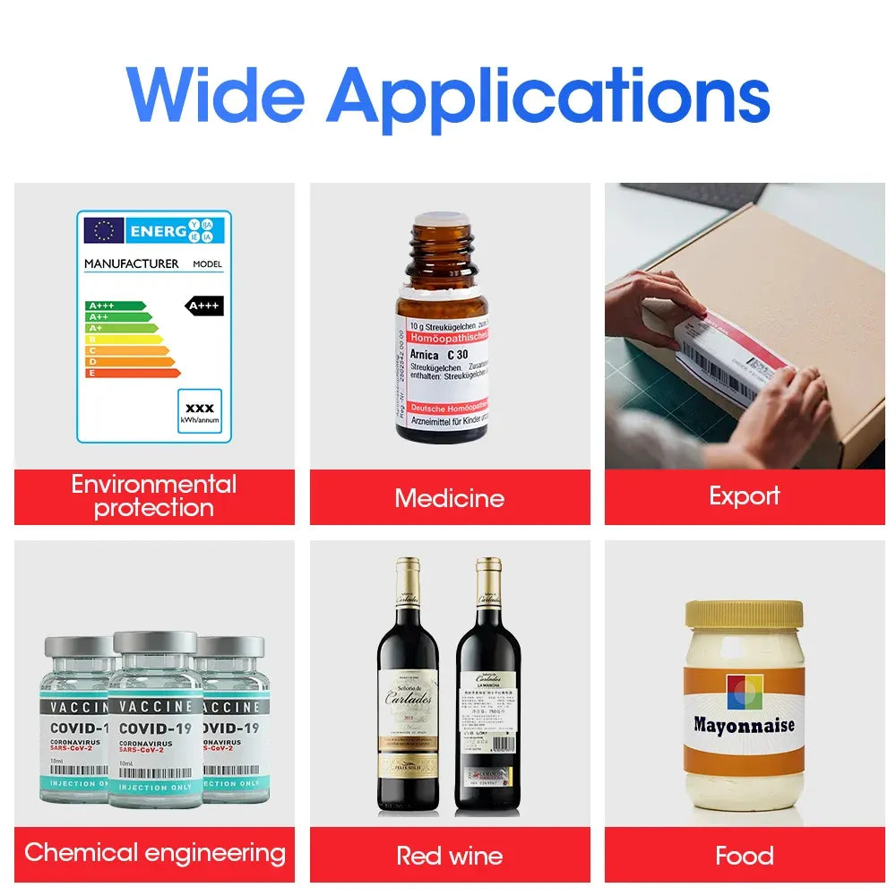 White self-adhesive label paper shown on packaged items for wide applications