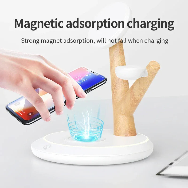 3-in-1 Magnetic Wireless Charger Stand – 15W Desktop Fast Power Tidesmit