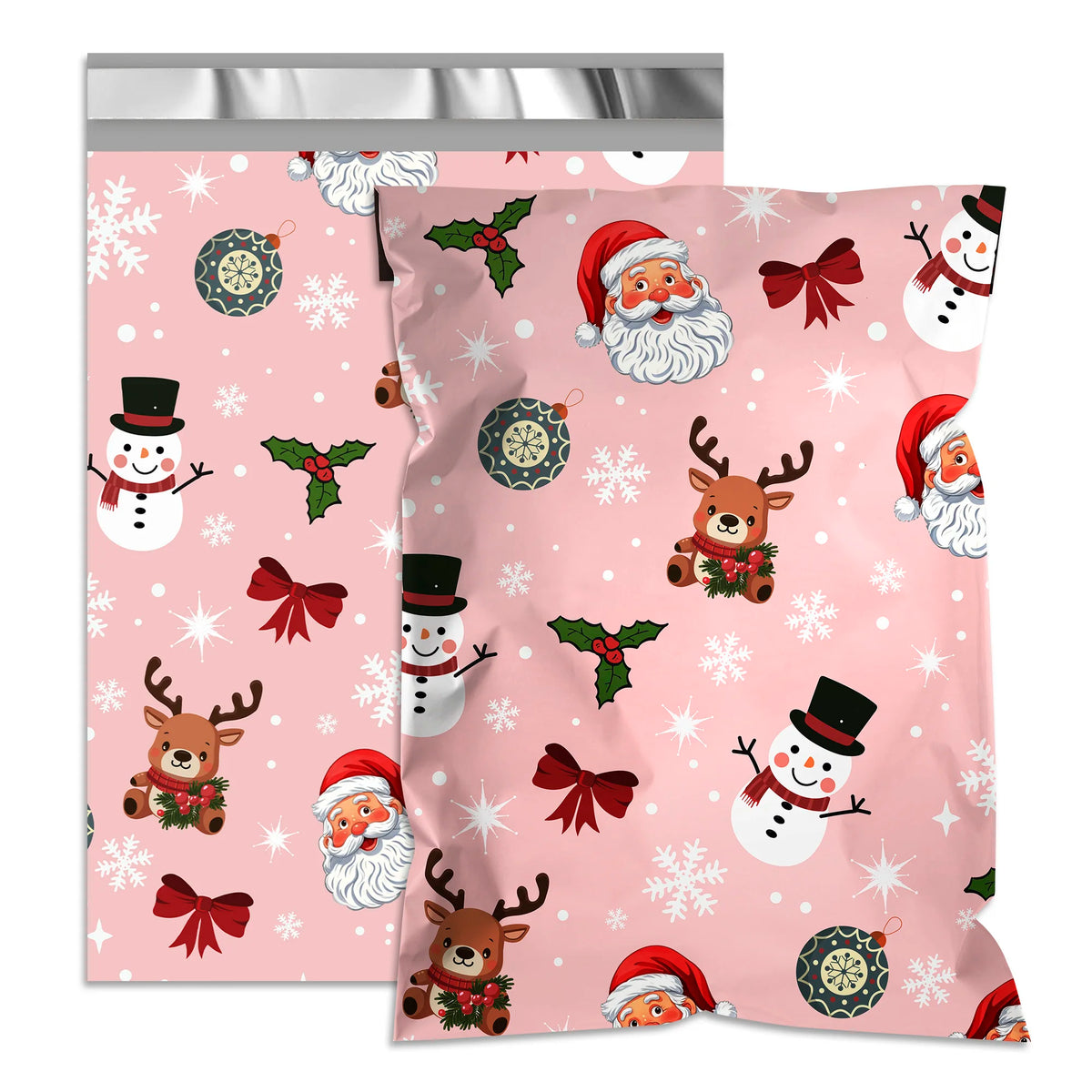 Pink Santa Christmas poly mailers, 6x9 waterproof tear-resistant shipping bags