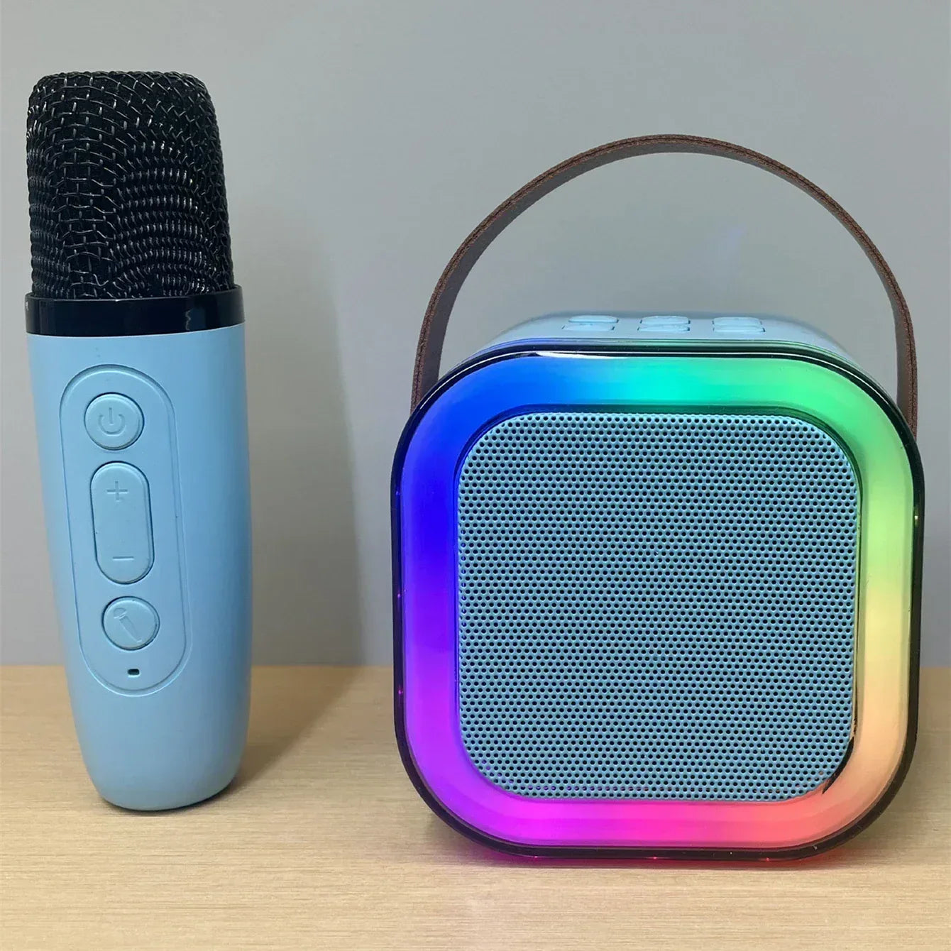 K12 Portable Karaoke Speaker with Wireless Microphone and RGB Lights K12-Blue-1Mic My Store