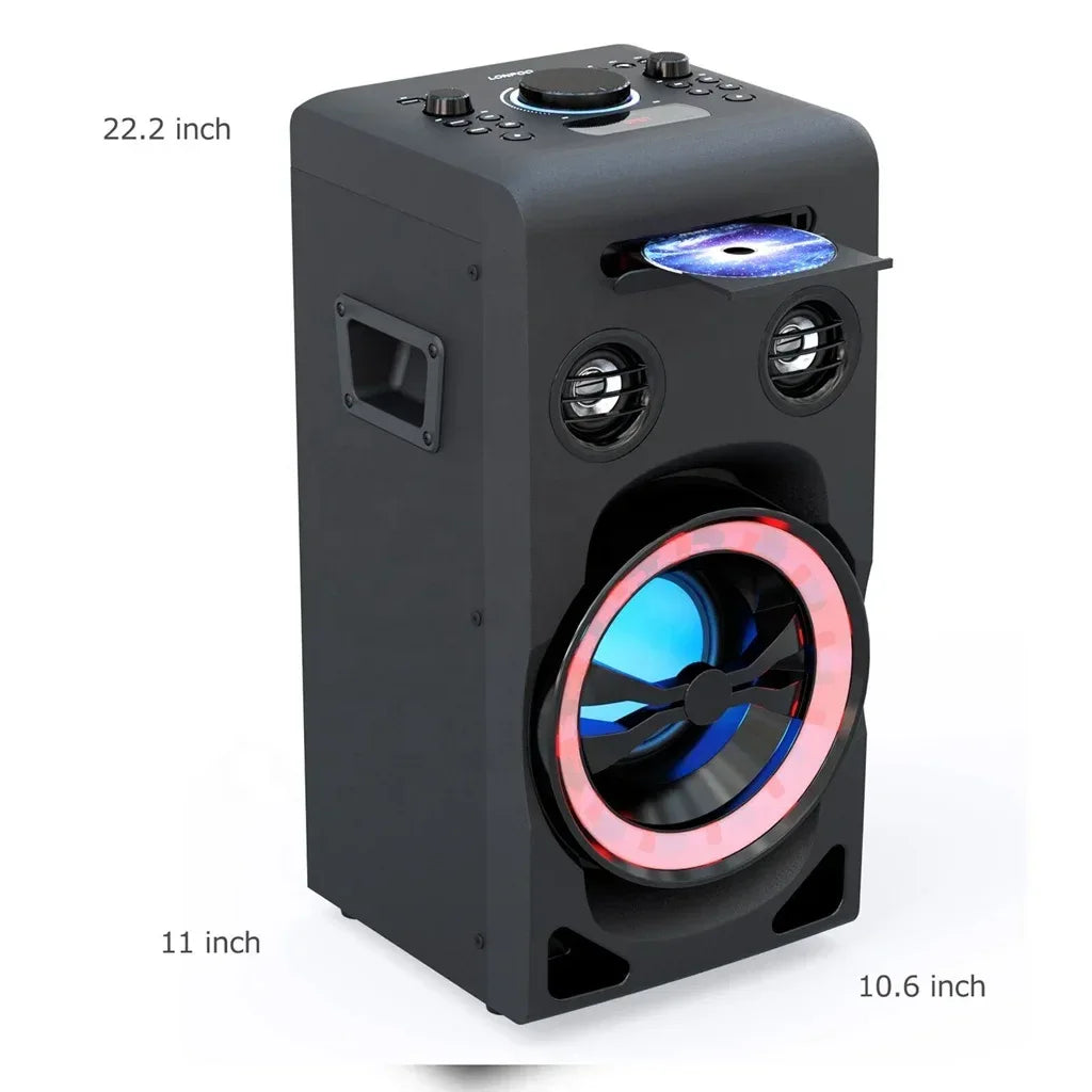 Wood Cabinet CD and Portable Bluetooth Speaker - Wireless Audio Black My Store