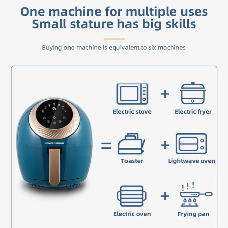 New Type Multi-Function 3.5L Air Fryer Household  Smoke-Free No-oil Electric Fryer Intelligent Set Timing Fryer