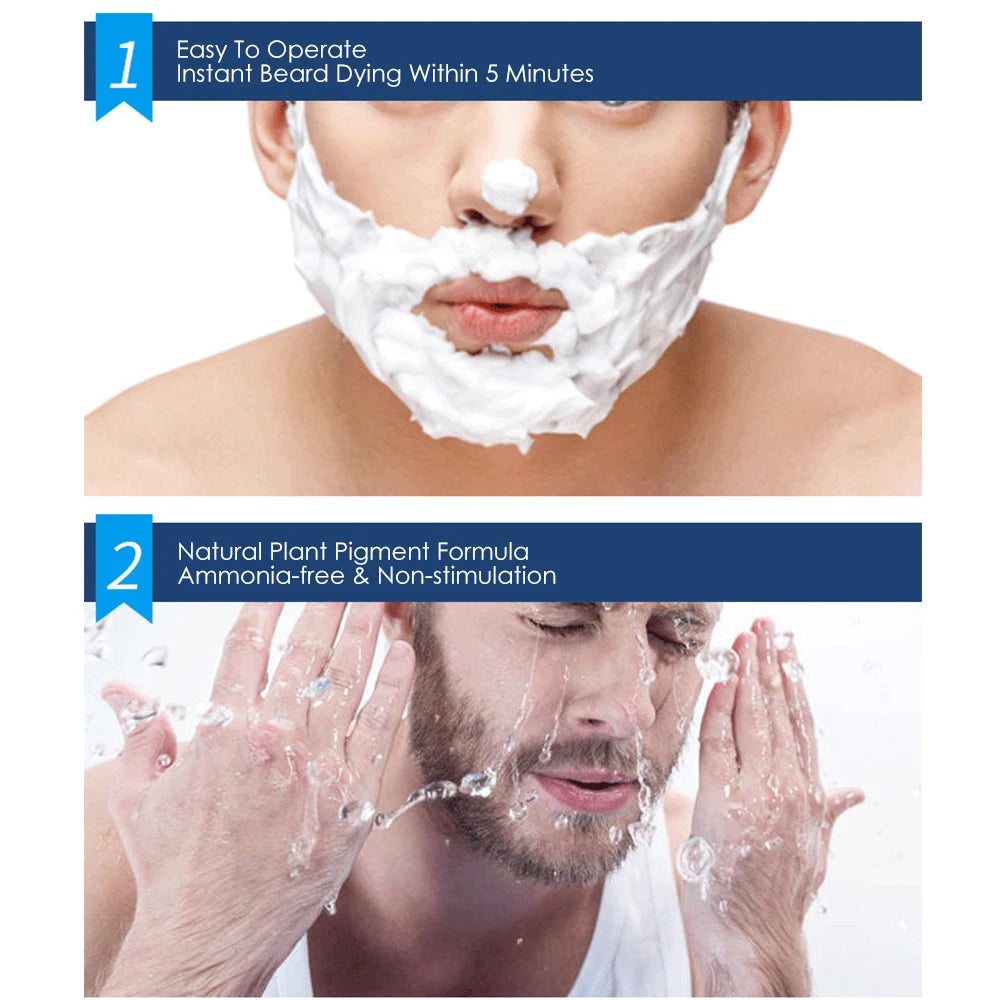5pcs Instant Hair Dye Black Beard Shampoo for Men Natural Beard Coloring Temporary Blackening Moustache Shampoo Wash convenient