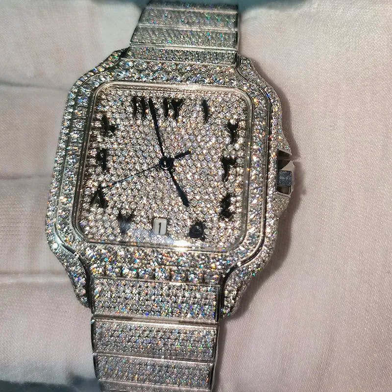 Top Fashion Luxury Automatic Moissanite Watch Beautifully Crafted Stainless Steel Custom Watch for Men's Watch