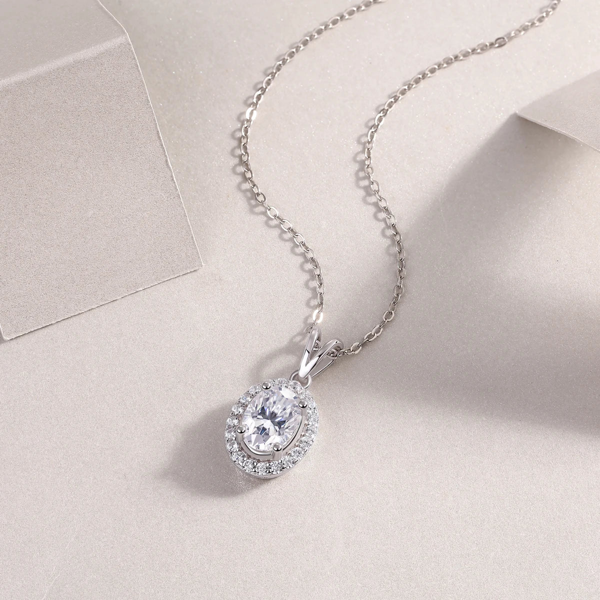 Timeless Oval Cut Moissanite Pendant Necklace 925 Silver Everyday Fine Jewelry Moissanite Necklace