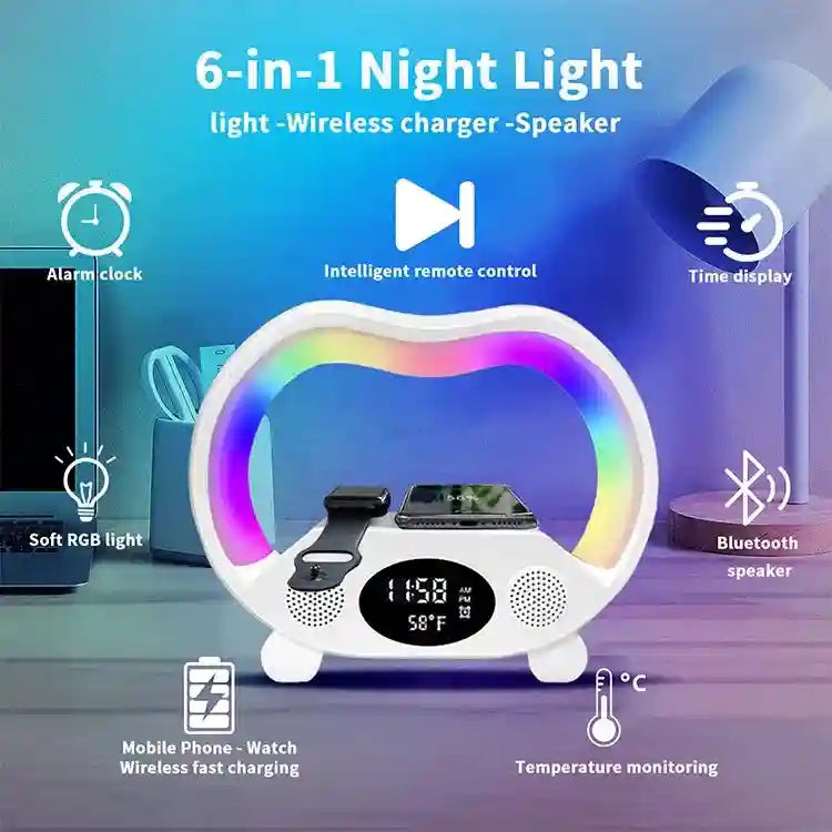 3-in-1 Wireless Charger Alarm Clock | Qi Certified Fast Charging Station Tidesmit