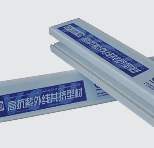 White window protective tape strips with blue branding, overlapping angles