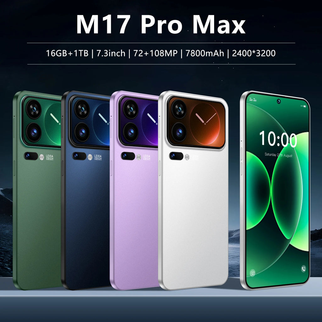 Tidesmit M17 Pro Max 5G smartphone with 16GB RAM 1TB ROM 108MP camera and large display for wholesale.